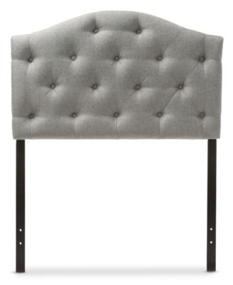 Furniture - Myra Faux Leather Upholstered Button-Tufted Scalloped Twin Headboard, Quick Ship