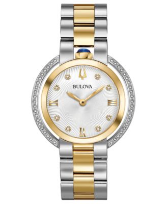 Bulova - Women's Rubaiyat Diamond (1/4 ct. t.w.) Two-Tone Stainless Steel Bracelet Watch 35mm