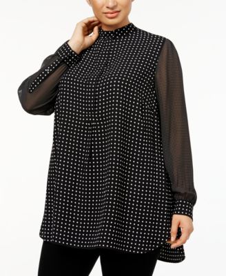 Anne Klein - Plus Size Mixed-Dot Tunic