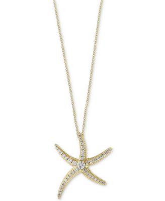 EFFY Collection - Diamond Pav&eacute; Starfish Pendant Necklace (1/2 ct. t.w.) in 14k Gold