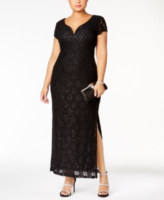 Connected - Plus Size Sequined Lace Gown