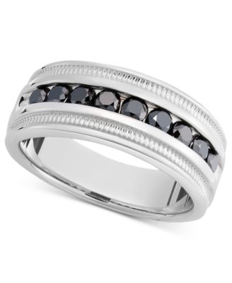 Macy's Brand - Men's Sterling Silver Ring, Black Diamond Band (1 ct. t.w.)