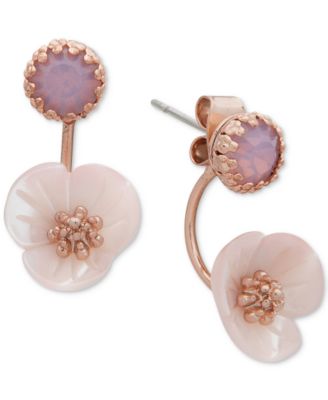lonna & lilly - Gold-Tone White Flower Front and Back Earrings