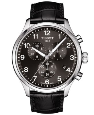 Tissot - Men's Swiss Chronograph Chrono XL Classic T-Sport Black Leather Strap Watch 45mm