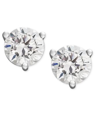 Macy's Brand - Near Colorless Diamond 3-Prong Stud Earrings (1/4-2 ct. t.w.) in 18k White and Yellow Gold