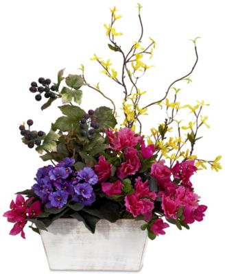 Nearly Natural - Mixed Floral Planter Silk Arrangement