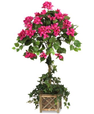 Nearly Natural - Artificial Bougainvillea Topiary with Wood Planter