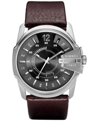 Diesel - Men's Master Chief Dark Brown Leather Strap Watch 45x51mm