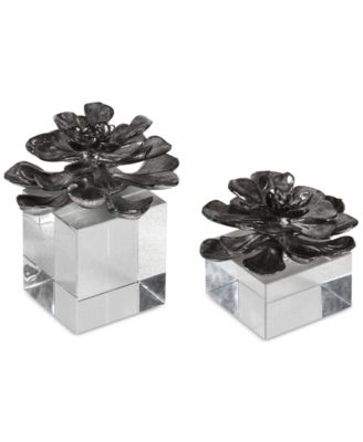 Uttermost - Indian Lotus Metallic Silver Flowers, Set of 2