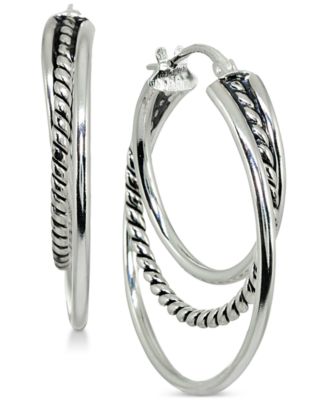 Giani Bernini - Textured Triple Hoop Earrings in Sterling Silver