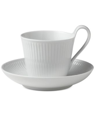 Royal Copenhagen - White Fluted High Handle Cup & Saucer