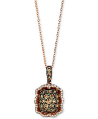 Le Vian - Diamond Cluster 18" Pendant Necklace (7/8 ct. t.w.) in 14k Rose Gold