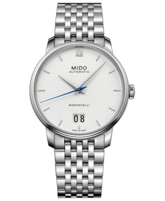 Mido - Men's Swiss Automatic Baroncelli III Stainless Steel Bracelet Watch 40mm