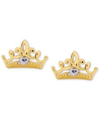 Disney - Children's Princess Crown Stud Earrings in 14k Gold