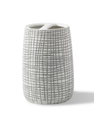 Cassadecor - Raffia Embossed Porcelain Toothbrush Holder