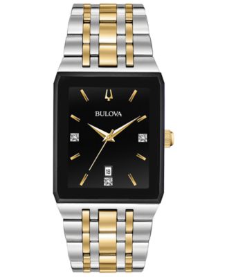 Bulova - Men's Diamond-Accent Two-Tone Stainless Steel Bracelet Watch 30.5x45mm