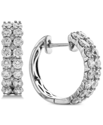 Macy's Brand - Diamond Double Row Hoop Earrings (2 ct. t.w.) in 14k White Gold