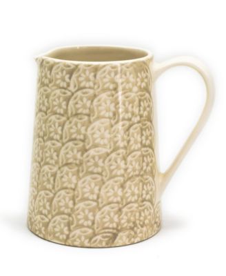 Euro Ceramica - CHLOE FLORAL 2 LT ACCENT PITCHER IN BEIGE