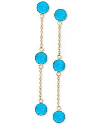 EFFY Collection - Turquoise (5mm) Drop Earrings in 14k Gold