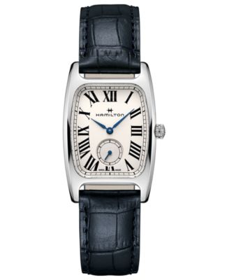 Hamilton - Women's Swiss Boulton Blue Leather Strap Watch 27.3x31.1mm