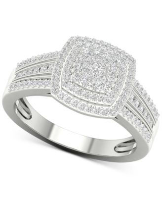 Macy's Brand - Diamond Cluster Ring (1/2 ct. t.w.) in Sterling Silver
