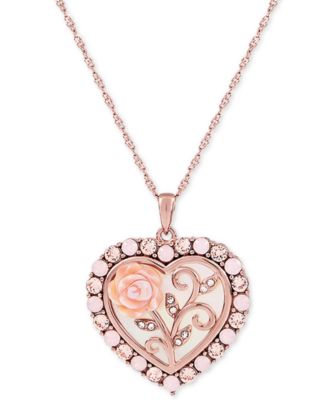 Macy's - Mother of Pearl (16mm) Rose Cameo 18" Necklace in 18k Rose Gold over Sterling Silver