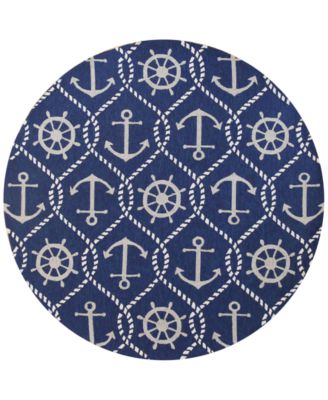 Kas - Harbor Marina 4220 Navy 7'6" Indoor/Outdoor Round Area Rug