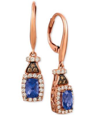Le Vian - Blueberry Tanzanite (3/4 ct. t.w.), Nude Diamond (1/2 ct. t.w.) and Chocolate Diamond (1/10 ct. t.w.) Earrings in 14k Rose Gold