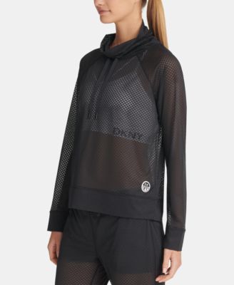 DKNY - Women's Honeycomb Mesh Funnel-Neck Top