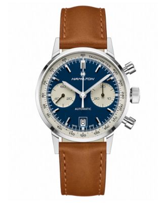 Hamilton - Men's Swiss Automatic Chronograph Intra-Matic Brown Leather Strap Watch 40mm