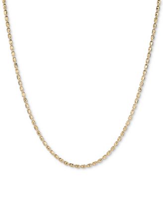 Italian Gold - Textured Barrel Link 18" Chain Necklace in 14k Gold