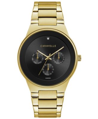 Caravelle - Men's Diamond-Accent Gold-Tone Stainless Steel Bracelet Watch 40mm