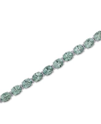 Macy's - Green Quartz (32 ct. t.w.) & White Topaz (1/2 ct. t.w.) Bracelet in Sterling Silver