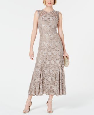 R & M Richards - Petite Sequin Lace Gown
