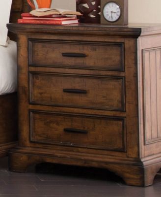 Macy's Brand - Elk Grove Nightstand with Wire Cord Vintage Bourbon