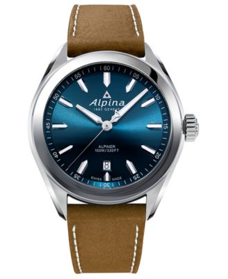 Alpina - Men's Swiss Alpiner Brown Leather Strap Watch 42mm