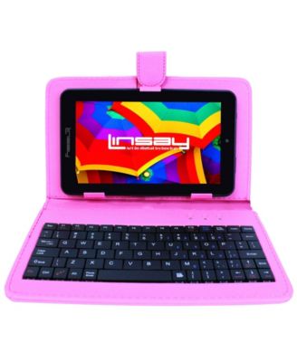 LINSAY - 7" New Tablet Quad Core Bundle with Keyboard Android 10 Dual Camera