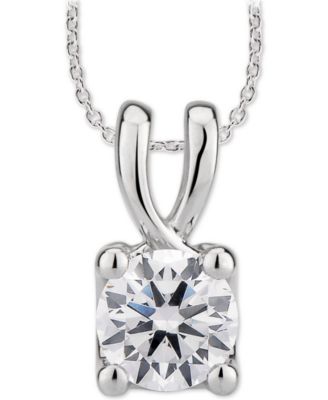 GIA Certified Diamonds - Certified Diamond Solitaire Diamond 18" Pendant Necklace (1/2 ct. t.w.) in 14k White Gold