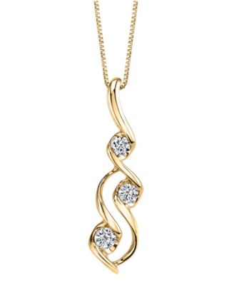 Sirena - Diamond (1/10 ct. t.w.) Three Stone Pendant in 14k Yellow Gold or Rose Gold