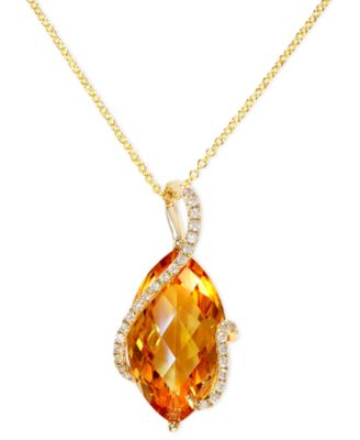 EFFY Collection - Citrine and Diamond Marquise Wrap Pendant in 14k Gold