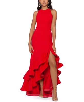 Betsy & Adam - Petite Ruffled High-Low Gown