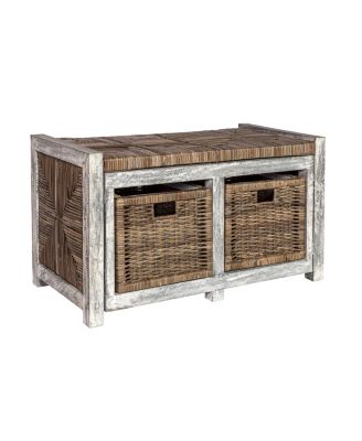 happimess - Rustic 30" Storage Bench, Quick Ship