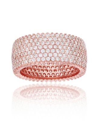 Macy's Brand - White Cubic Zirconia Micropave Multi Row Eternity Band in 14K Rose, 14K Yellow, Black or Rhodium Plated Sterling Silver