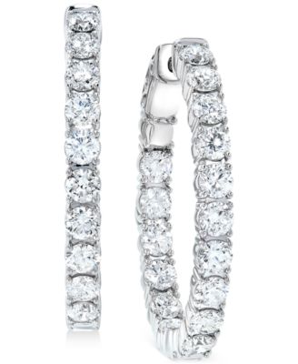 Macy's Brand - Diamond Small In & Out Hoop Earrings (5 ct. t.w.) in 14k White Gold, 1"