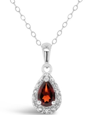 Macy's Brand - Gemstone and Diamond Accent Pendant Necklace in Sterling Silver
