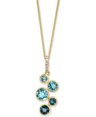 LALI Jewels - London Blue Topaz (1-3/8 ct. t.w.) & Diamond (1/20 ct. t.w.) 18" Pendant Necklace in 14k Gold