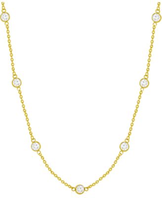 And Now This - Cubic Zirconia Bezel Station 18" Statement Necklace