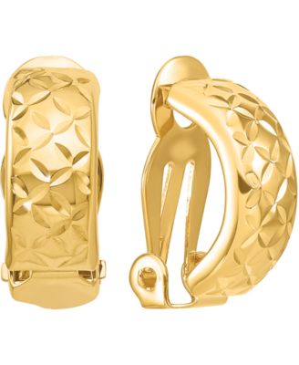 Macy's Brand - Textured Crisscross Clip-On Half Hoop Earrings in 14k Gold