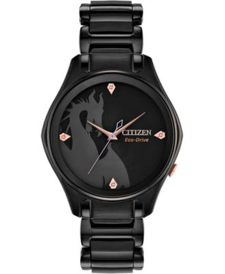 Citizen - Women's Maleficent Diamond-Accent Black Stainless Steel Bracelet Watch 34mm