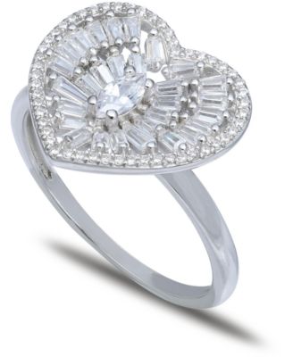 Giani Bernini - Cubic Zirconia Baguette Heart Statement Ring in Sterling Silver